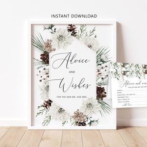 Consejos y deseos de invierno para los recién casados. Consejos de Evergreen para el juego de novios. Juegos de despedida de soltera de invierno. Descarga instantánea #ev1