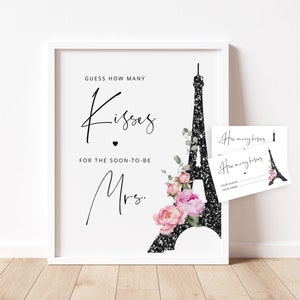 Paris Guess How Many Kisses. Elegant minimalist Eiffel tower Guess How Many Kisses for the Mrs Instant download #par1