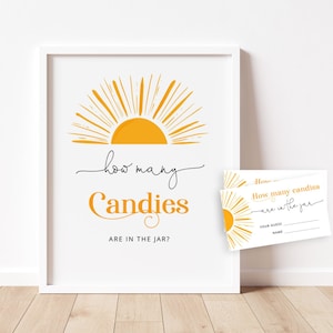 Boho Sun Guess How Many Candies Are In The Jar. Little sunshine guess how many candies guessing game.  Instant Download #s3