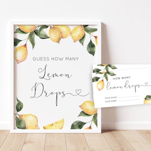How Many lemon drops bridal shower game. Citrus guess how many lemon drops Guessing Games. Instant Download #lm1