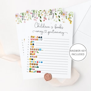 Pictionnaire d'Emoji de livre pour enfants. Livres de fleurs sauvages emoji jeu de devinettes avec réponses. Téléchargement instantané #wl1
