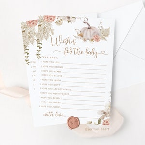 Tarjeta Fall Wishes for Baby. Deseos de BohoPumpkin para bebé. Juego de baby shower de calabaza. Actividades de baby shower. Descarga instantánea #p8