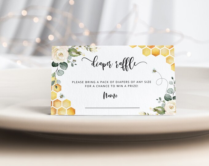 Bee diaper raffle ticket. What will baby bee Baby shower diaper raffle. Bumble bee diaper raffle ticekt Instant Download #bee