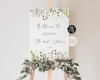 Wildflowers Bridal Shower Welcome Sign: Minimalist Elegant Design (Editable)  #wl3