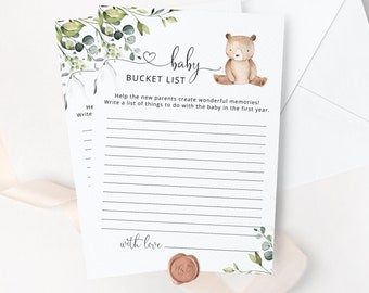 Bear baby bucket list game. Eucalyptus Bucket List for the First Year. Instant Download #w5