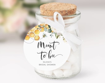 Meant to bee sticker template. Thanks for beeing here round favor tag template. Bee Circle Sticker Template Corjl printable #bee3