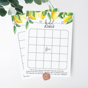 Bingo de despedida de soltera de limón. Tarjeta de bingo nupcial de limón. Juegos de despedida de soltera, Descarga instantánea imprimible de despedida de soltera #lem1