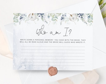 Favorite Memory With the Bride game. Winter Bridal Shower game. Who am I bridal shower game. Hen Bachelorette #wb3