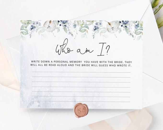 Favorite Memory With the Bride game. Winter Bridal Shower game. Who am I bridal shower game. Hen Bachelorette #wb3