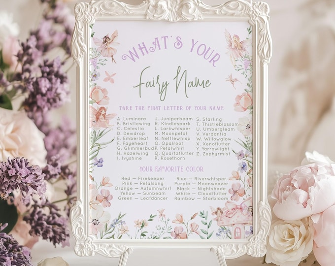 Whats your Fairy Name Enchanted forest Birthday party game | Fairy first #ff1