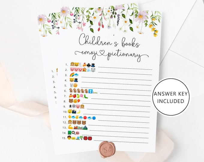 Children's Book Emoji Pictionary. Wildflowers books emoji pictionary guessing game with answers. Instant download #wl1