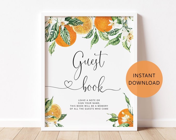 Little cutie Guest book Sign. Citrus oranges Guestbook Sign. Guest Book Sign. Printable guest book sign. Instant Download #or1