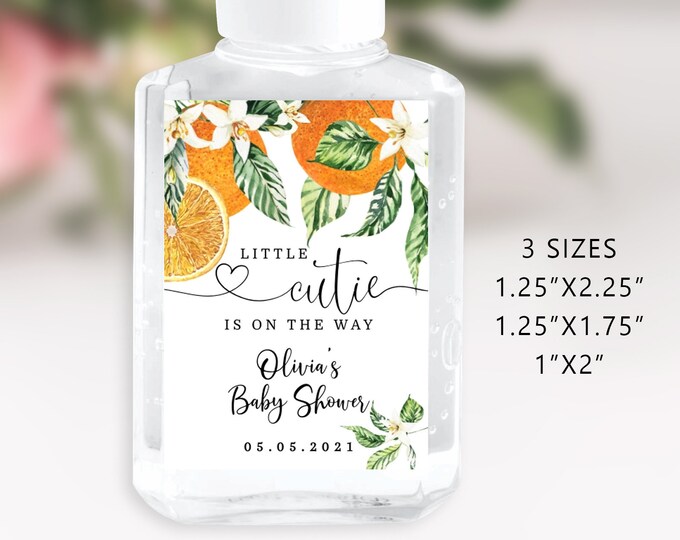 Orange Hand Sanitiser Label. Printable little cutie Hand Sanitizer Stickers. Editable Hand Sanitizer Label. Corjl template #or1