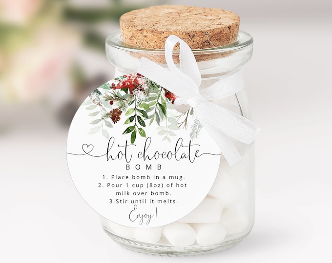 Editable Hot Chocolate bomb tag. Christmas Hot chocolate Bomb Tag. Hot Cocoa Bomb.  #rg2