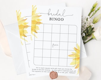 Sunflower Bridal Shower Bingo. Printable Bridal Bingo. Bridal shower games, Bridal shower printable Instant Download #sun1