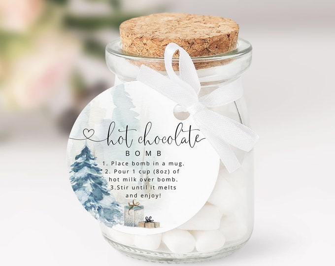 Editable Hot Chocolate bomb tag. Christmas Hot chocolate Bomb Tag. Hot Cocoa Bomb.  #ad4
