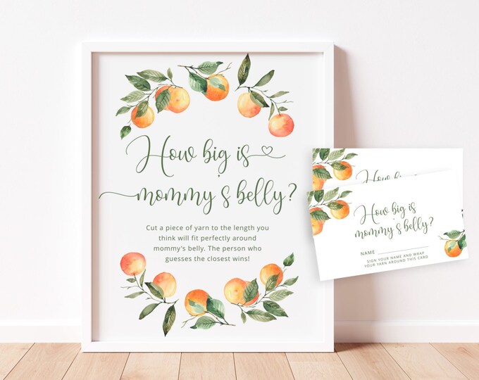 Cutie How Big is Mommy's Belly Game. Little cutie how big is her belly sign. Citrus Belly Guessing Game. Instant Download #or3