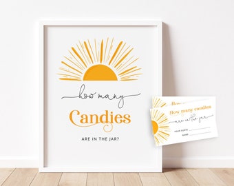 Boho Sun Guess How Many Candies Are In The Jar. Little sunshine guess how many candies guessing game.  Instant Download #s3