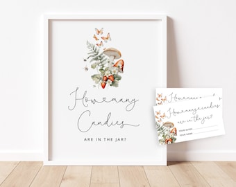 Guess How Many candies Are In The Jar. Fall forest mushroom guess how many candies guessing game. Instant Download #mush1