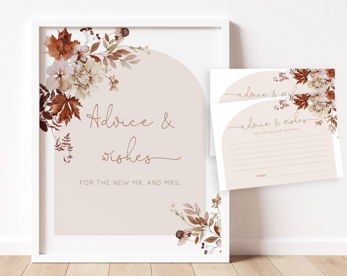 Fall Advice and Wishes for the Newlyweds. Boho Advice for Bride & Groom Game. Fall Wedding and bridal shower game Instant Download #17