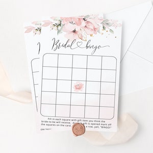 Bingo floral de despedida de soltera. Bingo nupcial rubor imprimible. Juegos de despedida de soltera, Descarga instantánea imprimible de despedida de soltera #03