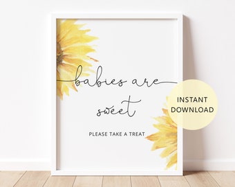 Sunflower Babies are sweet Sign. Sunflower take a treat sign. Sunflower baby shower decor #sun1
