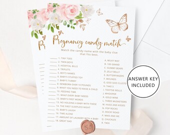 Butterfly Baby Shower Game: Pregnancy Candy Match (Digital Download) #05