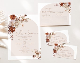 Fall Bridal Shower Invitation Template: Boho Recipe Card (Editable)  #17