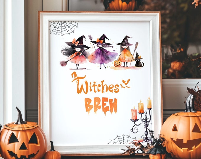 Witches Brew birthday party sign. Cute Halloween Witches Brew Costume party sign. Instant Download  #hp1