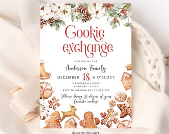 Editable Christmas Cookie Exchange Invitation Template (Corjl Download) #ch2
