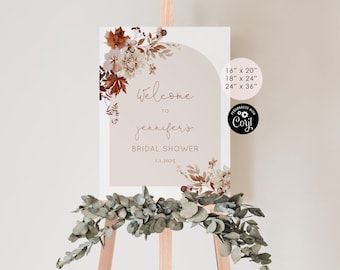 Fall Bridal Shower Welcome Sign: Boho Autumn Arch (Corjl Editable template) #saf2