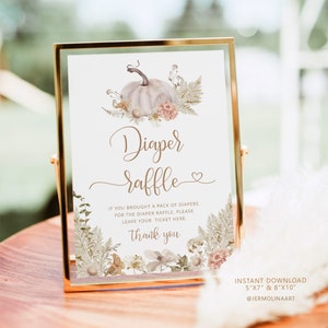 Boho Pumpkin Diaper Raffle Sign (Instant Download) #p8