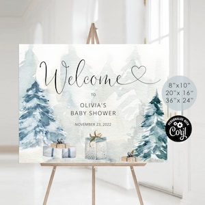 Baby It's Cold Outside Welcome  sign.  Editable winter baby shower welcome sign. Corjl Printable. Instant Download. #ad4