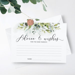 Conseils verdure pour les parents à la carte. Carte de conseils pour les nouveaux parents. Cartes de conseils pour une fête prénatale non sexiste. Téléchargement instantané #02