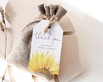 15 Pcs Baby Shower Return Favors for Guests,Sunflower Keychains+Thank You Kraft Tags for Birthday Party Supplies 
