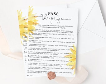 Sunflower pass the prize bridal shower game. Sunflower bridal shower game. Rhyme Game Instant Download #sun1