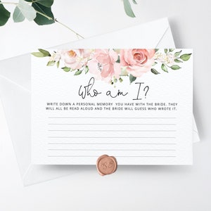 Favourite Memory With the Bride game. Floral Bridal Shower game. Who am I bridal shower game. Hen Bachelorette #br2