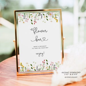 Watercolor Wildflowers Flower Bar Sign (Instant Download) #wl1