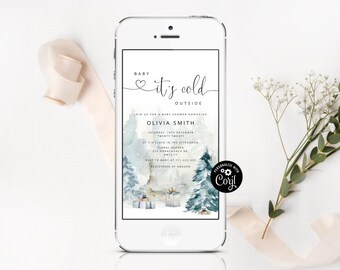 Baby its cold outside baby shower e-vite. Winter baby shower digital invitation  #ad4