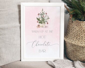 Hot Chocolate Bar Sign: Blush Pink Winter Decor (Digital Download) #ad7