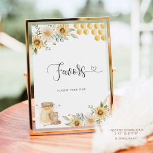 Honey bear Favors please take one Sign. Sunflower bee baby shower favors sign. Instant Download #hb1