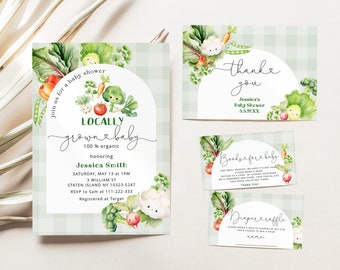 Farmer's Market Baby Shower Invitation Bundle (Editable Corjl Template)  #loc1