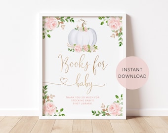 Pumpkin Baby Shower Book Request Card (Digital Download)