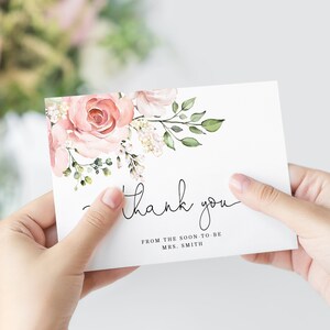 Boho Dank u kaarten afdrukbare sjabloon.  Bruidsmeisje bedankkaartje. Bloemen bruidsdoucheDank You Card. Boho Bedankt. #br2