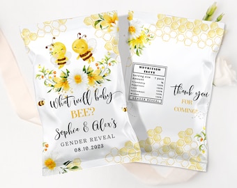 Bee chip bag template. Honey bee gender reveal chip bag template. What will baby bee chip bag template #08