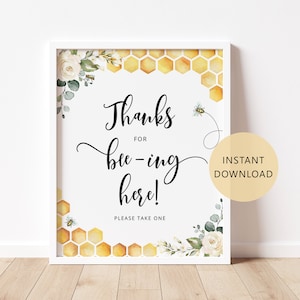 Thanks for beeing here Sign.Thank you for beeing here baby shower favors sign. Honey bee baby shower. Instant Download #bee bee3