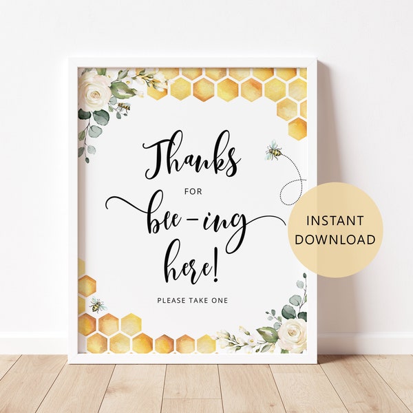 Thanks for beeing here Sign.Thank you for beeing here baby shower favors sign. Honey bee baby shower. Instant Download #bee bee3