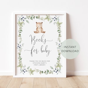 Bär Bücher für Baby Schild, Baby Shower Book Anfrage Karte, Wir können Bären warten Buch Anfrage Schild, Bring A Book anstelle einer Karte #w1