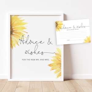 Conseils et souhaits de tournesol pour les nouveaux mariés. Conseils de tournesol pour le jeu Bride & Groom. Jeu de mariage et de douche nuptiale #sun1