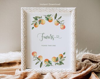 Cutie Favors please take one Sign. Citrus baby shower favors sign. LElegant orange favors please take one sign #or3